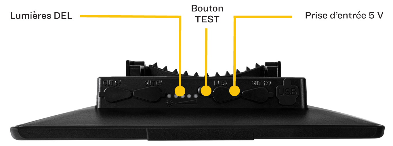Utilisez le port de sortie 5 V pour charger le chargeur solaire universel.